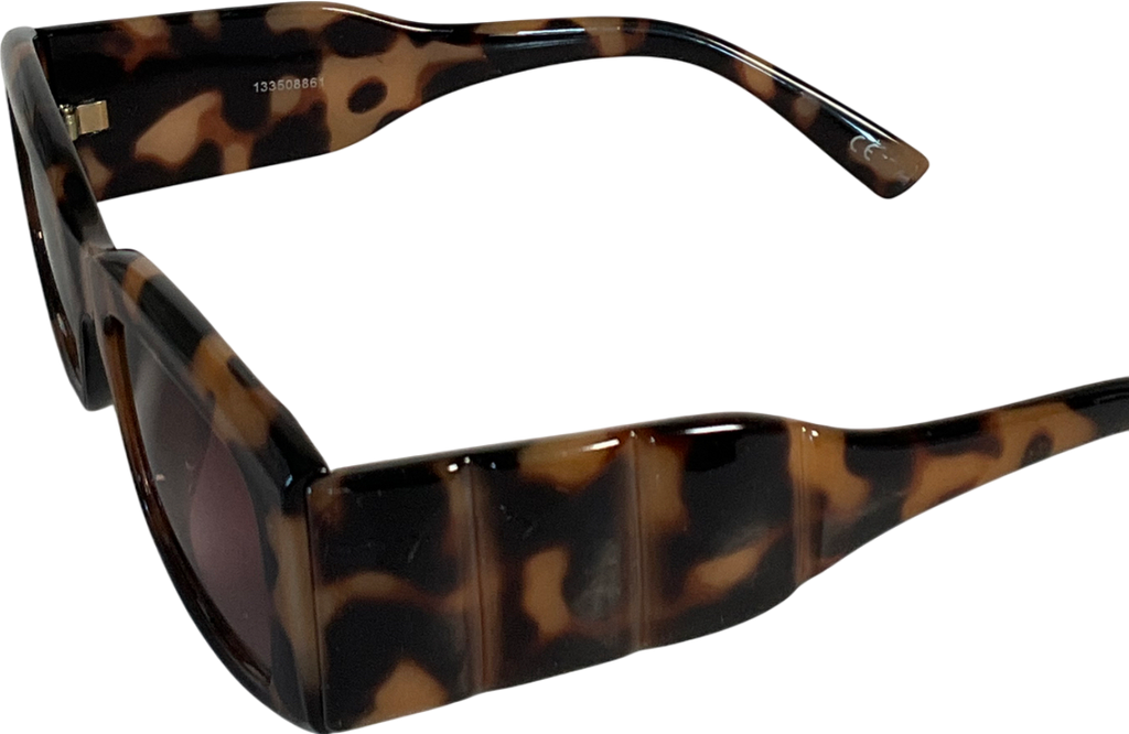 ASOS Brown Mid Square Sunglasses With Temple Design In Acetate Tort One Size