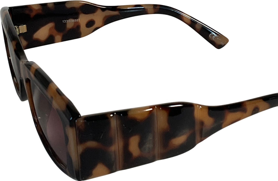 ASOS Brown Mid Square Sunglasses With Temple Design In Acetate Tort One Size