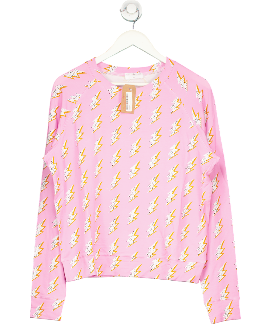 Stripe & Stare Pink Lightning Print Lounge Top UK M