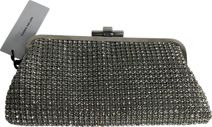 Karen Millen Silver Rhinestone Clutch Bag with chain strap