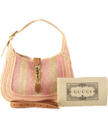 Gucci Raffia Woven Striped Small Jackie 1961 Hobo Pink / Natural Shoulder / crossbody bag