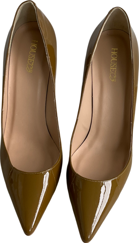 House of CB Brown Paris 4” Patent Leather Pointy Toe Heels UK 8 EU 41 👠
