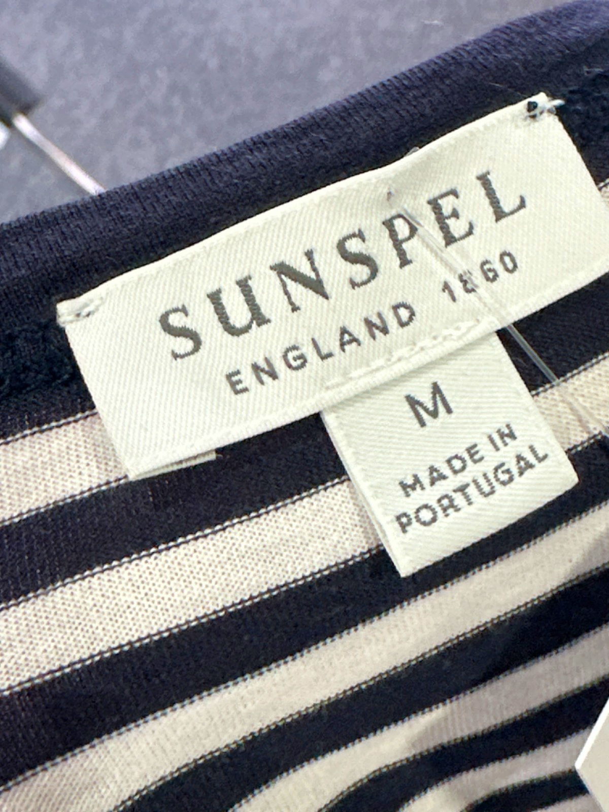Sunspel Navy Striped T-Shirt UK M
