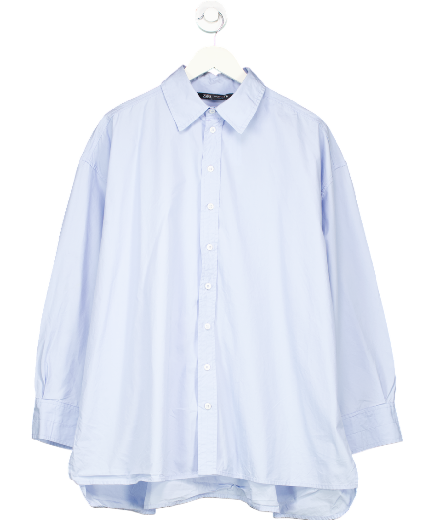 ZARA Blue Oversized Shirt 100% Cotton UK S