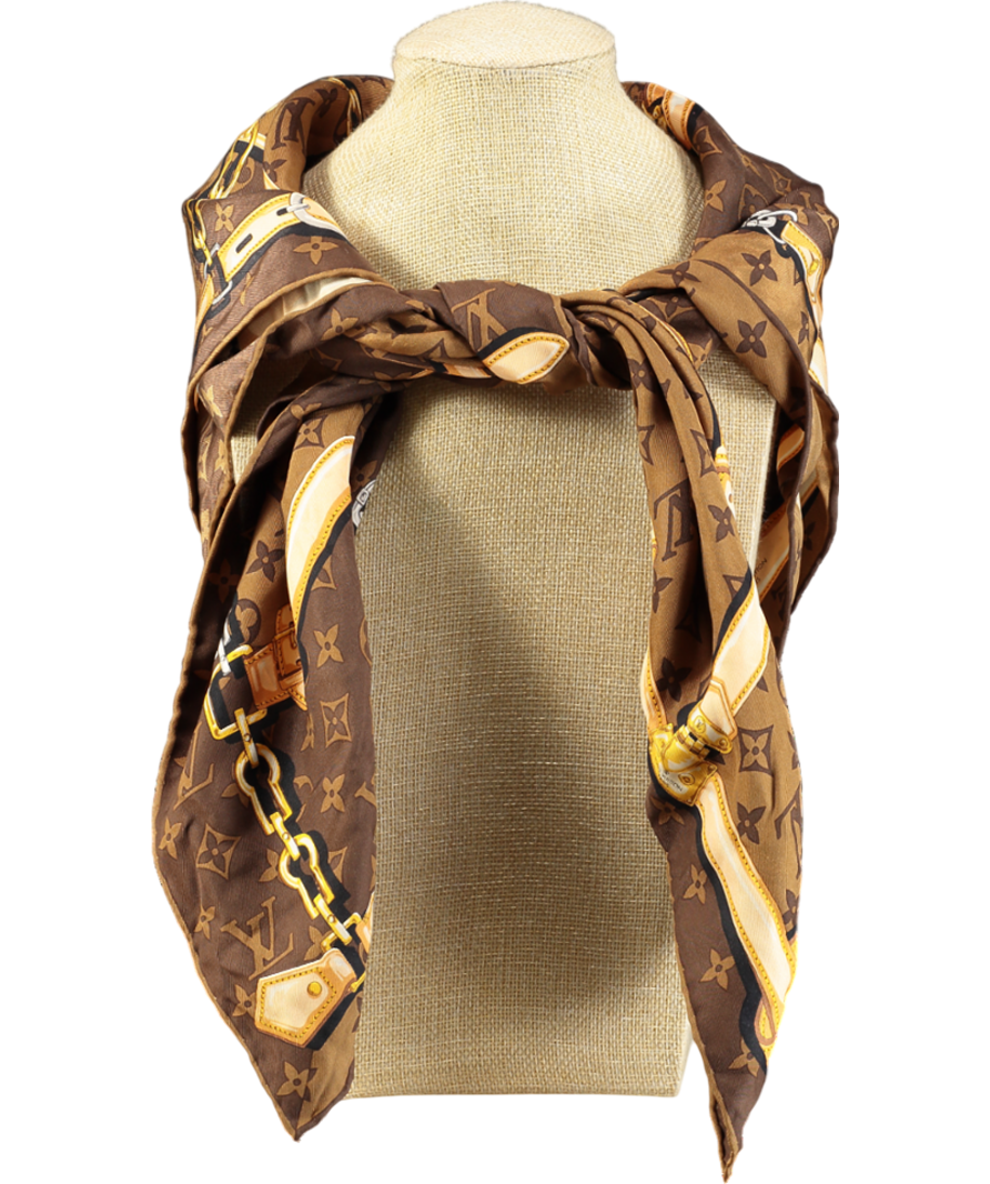 Louis Vuitton Brown Monogram Confidential Square 90 Scarf