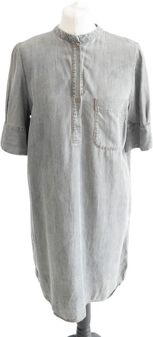 Oliver Bonas Grey Chambray Shirt Mini Dress UK 12