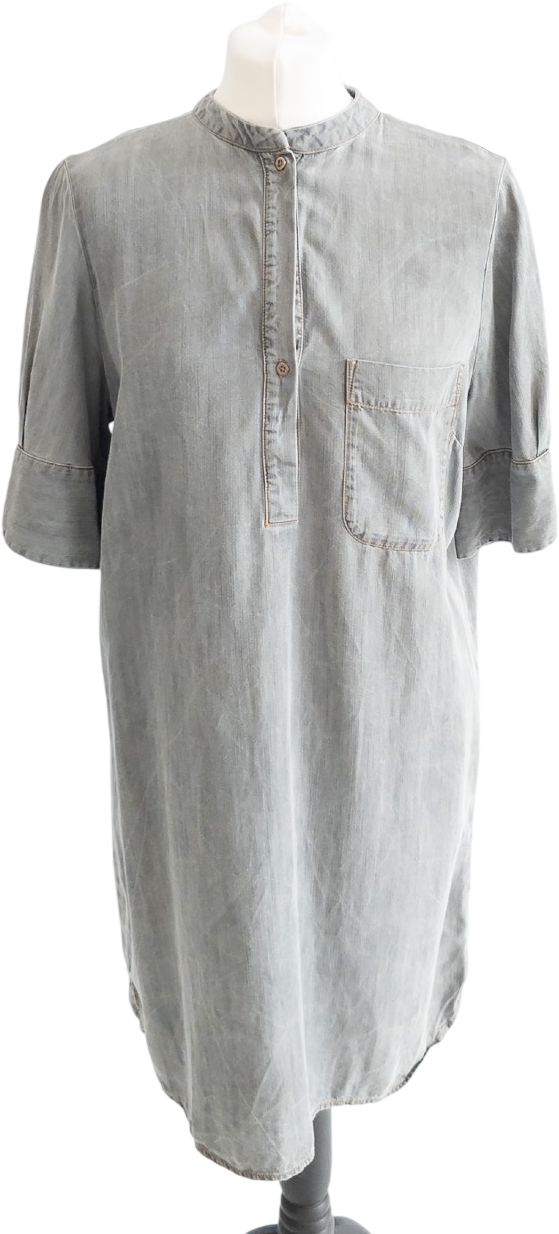 Oliver Bonas Grey Chambray Shirt Mini Dress UK 12