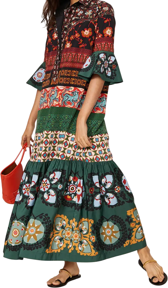 LA DOUBLEJ Multicoloured Printed Artemis Dress UK XL