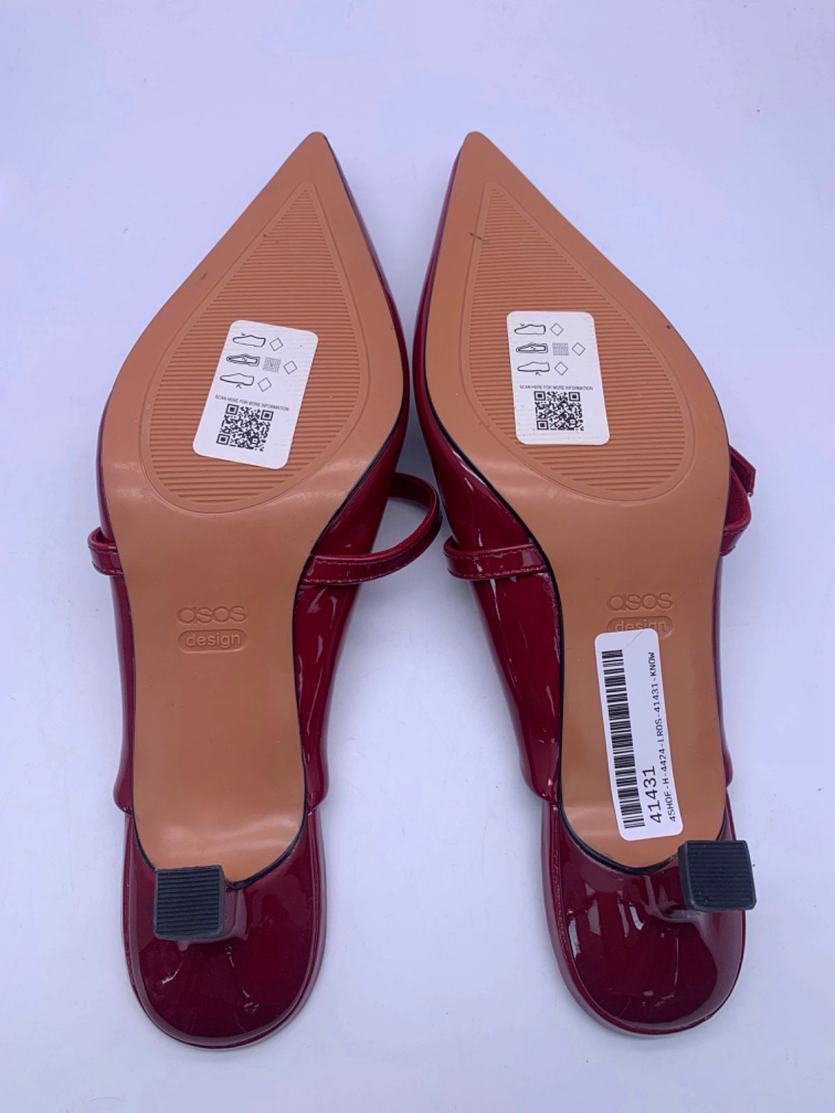 ASOS Burgundy Patent Pointed Toe Mules EU 38