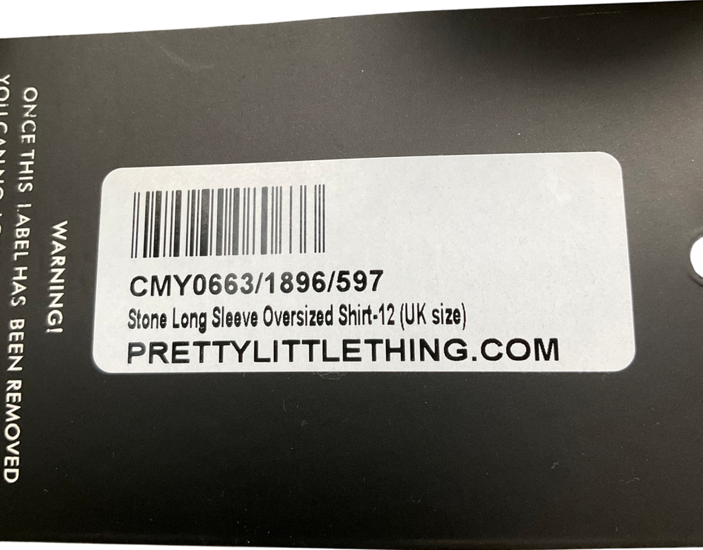 PrettyLittleThing Beige Long Sleeve Oversized Shirt In Stone UK 12