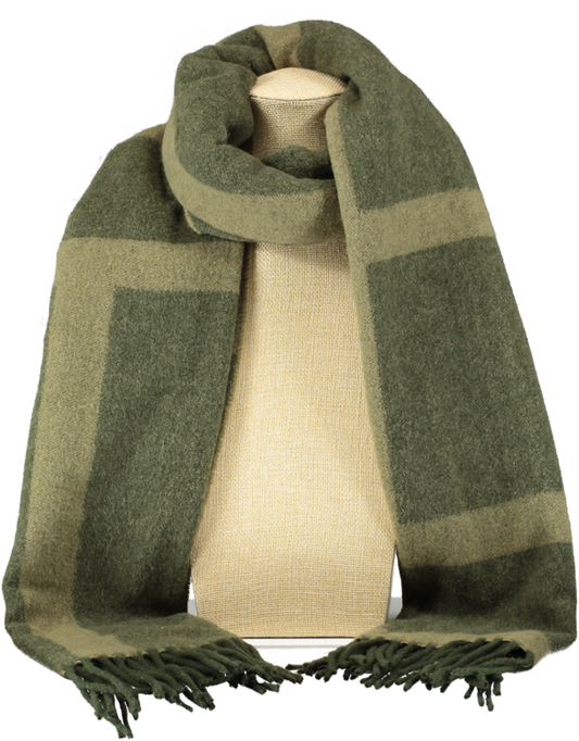 Totême Green Monogram-jacquard Virgin Wool Scarf One Size