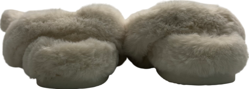 H&M White Faux Fur Sandals UK 6 EU 39 👠