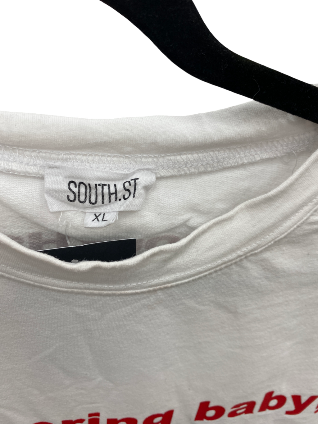 SOUTH.ST White "i'm Boring Baby" Slogan T-shirt UK XL