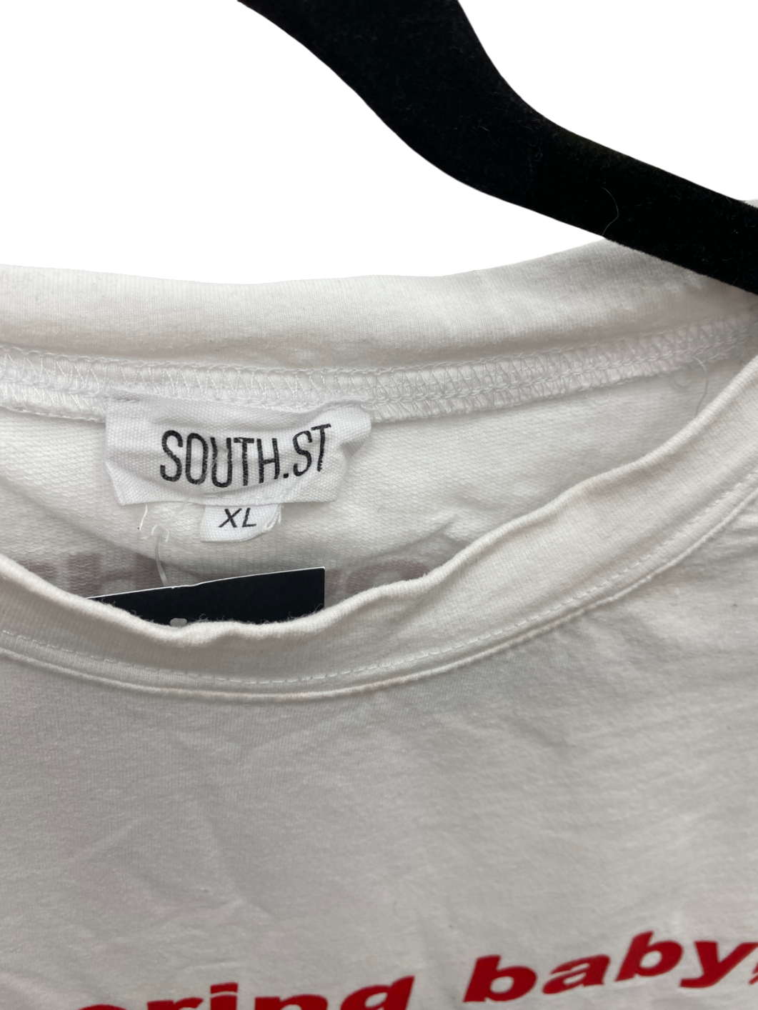 SOUTH.ST White "i'm Boring Baby" Slogan T-shirt UK XL