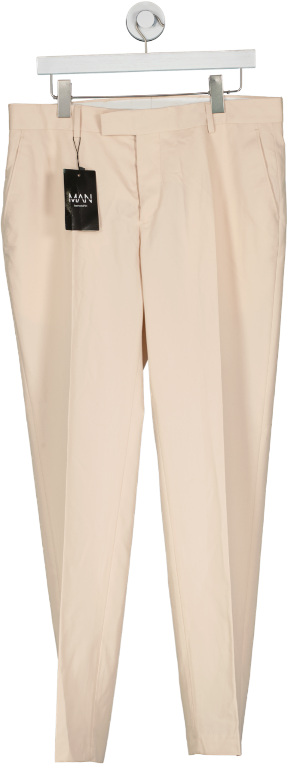 boohooMan Beige Slim Fit Suit Trouser W34