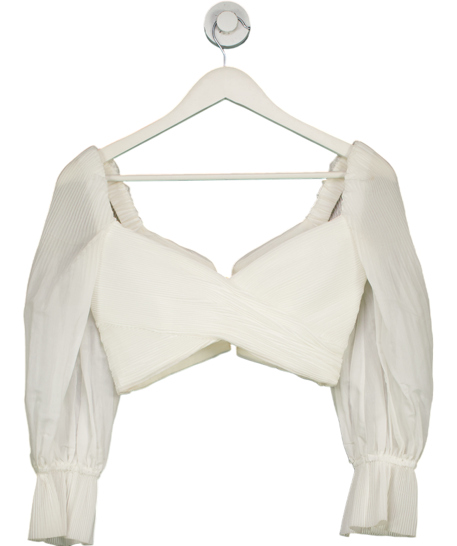 Zimmermann White Pleated Cropped Bodice Top UK XS