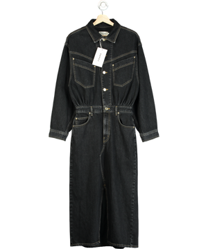 FRAME Grey The Nipped Denim Midi Dress In Rinse UK 8