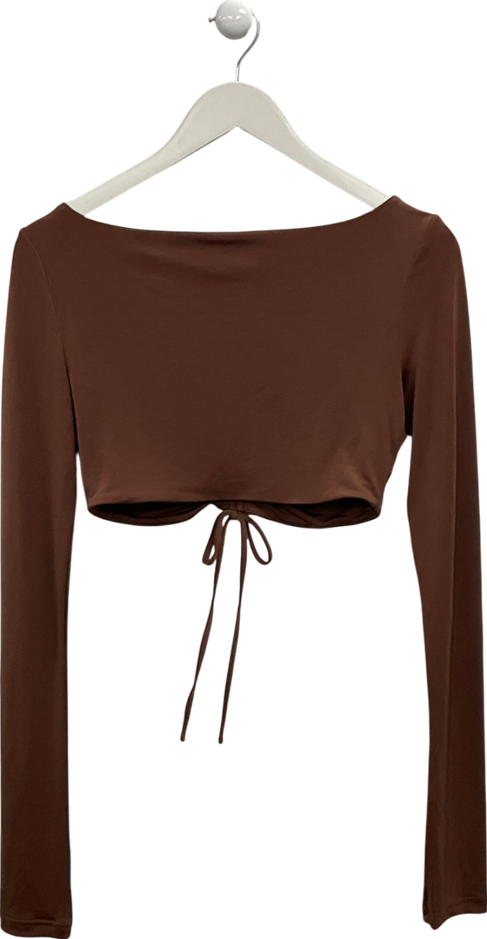 House of CB Brown Ruched Front Crop Top UK S