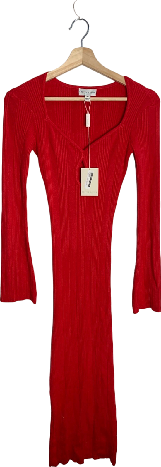 Pretty Lavish Scarlet Red Lana Sweetheart Neck Knit Dress XS