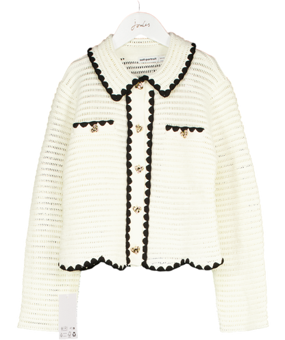 Self-Portrait Cream Crochet Cardigan with Gold Heart Buttons 8-10 Years