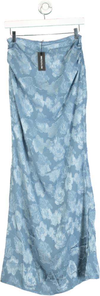 PrettyLittleThing Blue Floral Low Rise Fishtail Maxi Skirt UK 8