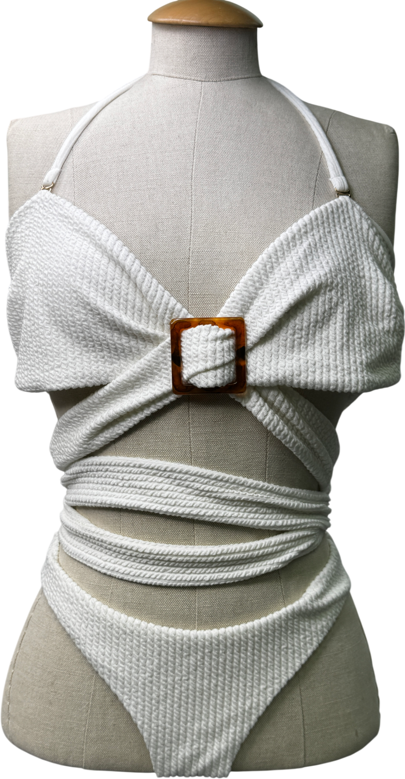 ORFILA BEE White By Michelle Keegan 2-piece Multiway Bikini Top  And Brazilian Bikini Bottoms UK 12