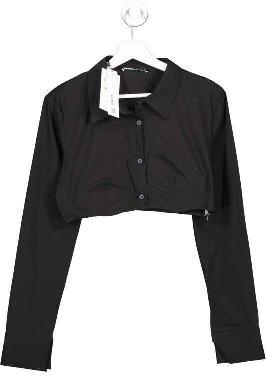 ZARA Black Cropped Corset Underwire Shirt UK L