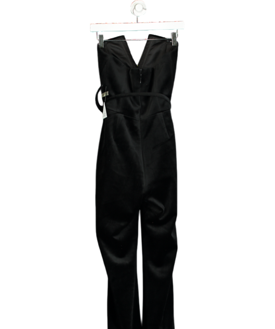 Nadine Merabi Black Vivianne Velvet Tuxedo Jumpsuit UK 10