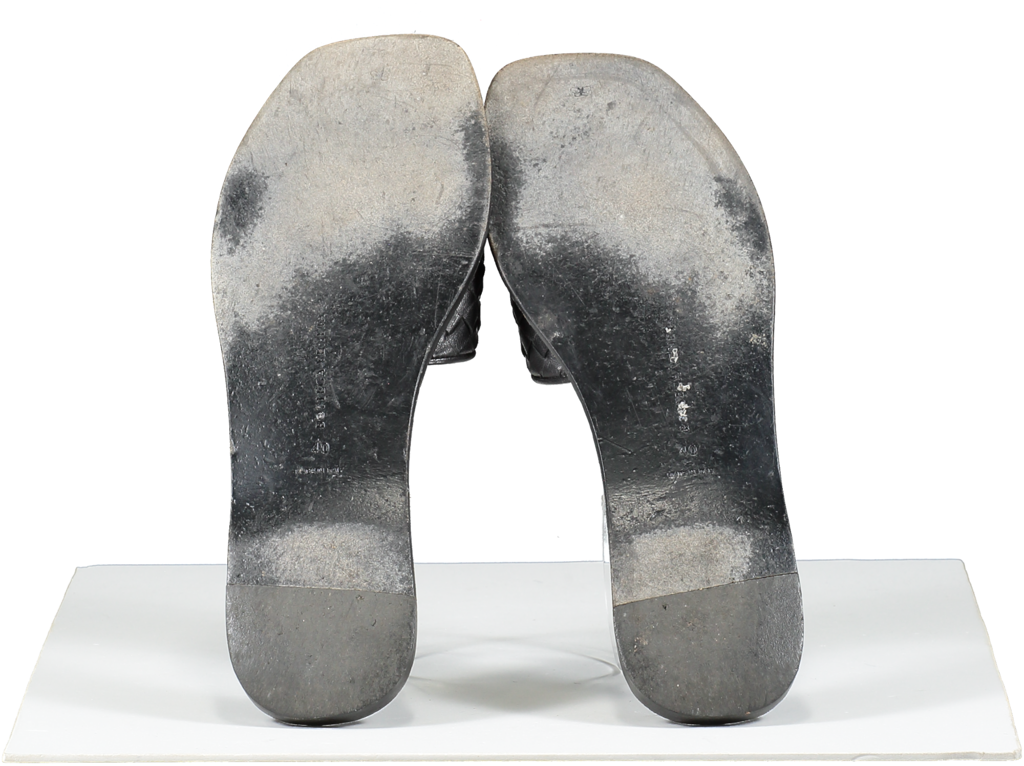 BOTTEGA VENETA Black Open Toe Leather Slippers UK 7 EU 40 👠