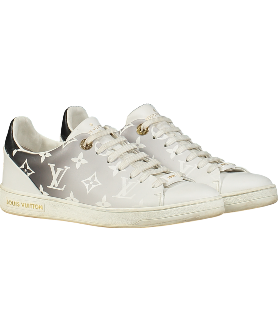 Louis Vuitton White Calfskin Monogram Frontrow Sneakers White/ Black Ombre UK 2.5 EU 35.5 👠
