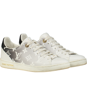 Louis Vuitton White Calfskin Monogram Frontrow Trainers White/ Black Ombre UK 2.5 EU 35.5