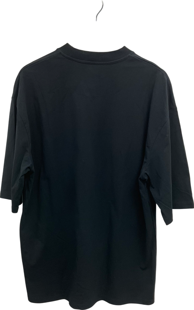 boohooMan Black Oversized Heavyweight Half Sleeve T-shirt UK M