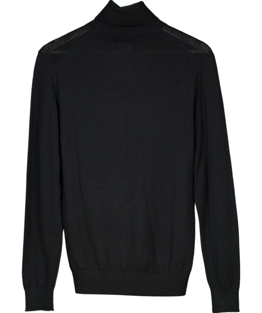 Autograph Black Pure Extra Fine Merino Wool Roll Neck Jumper UK S