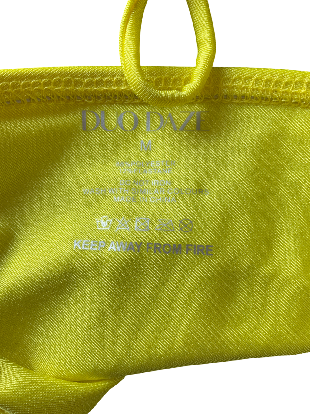 duo daze Bright Yellow Diamanté Embellished Bikini Top UK M