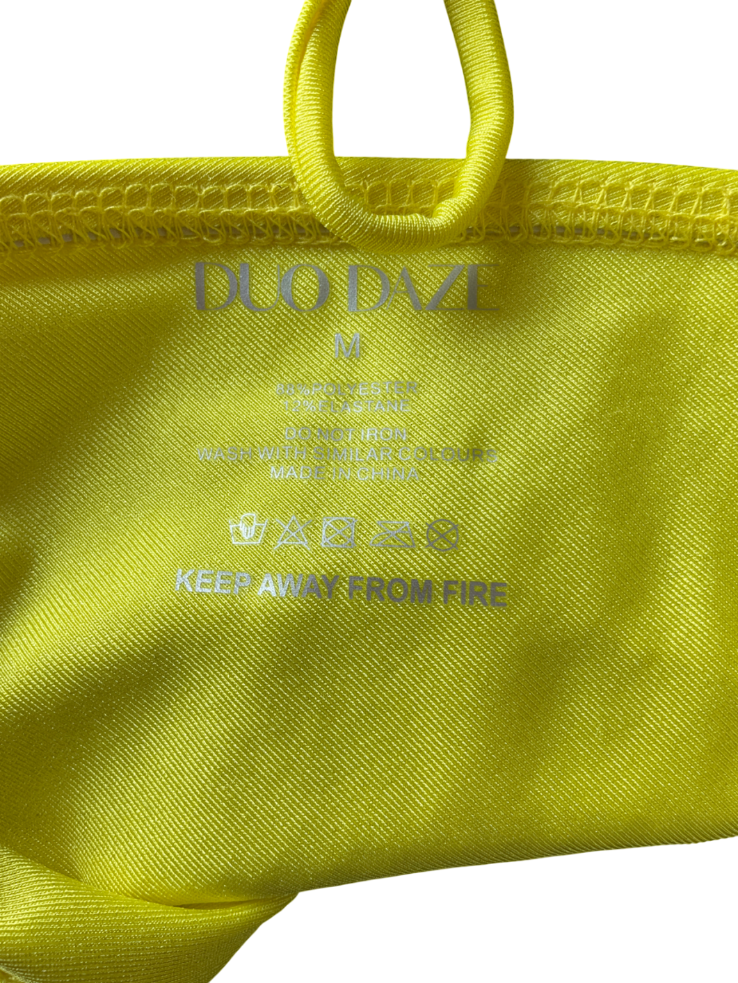 duo daze Bright Yellow Diamanté Embellished Bikini Top UK M