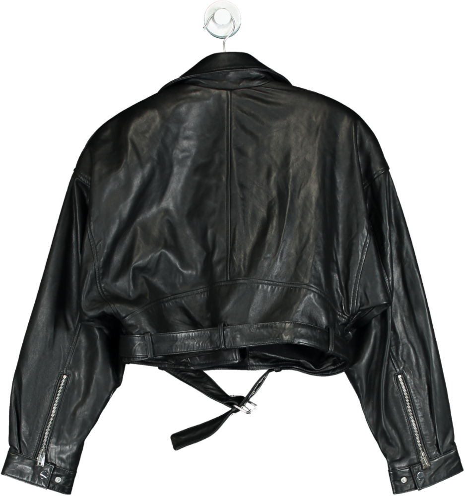 LAMARQUE Black Dylan Leather Biker Jacket UK M