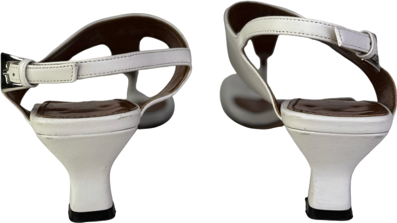 PARIS TEXAS White Portofino Leather Sandals UK 4.5 EU 37.5 👠