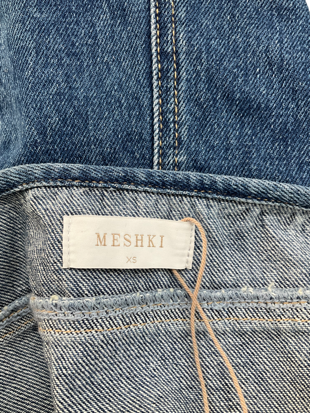 Meshki Blue Baker Off Shoulder Denim Mini Dress UK XS