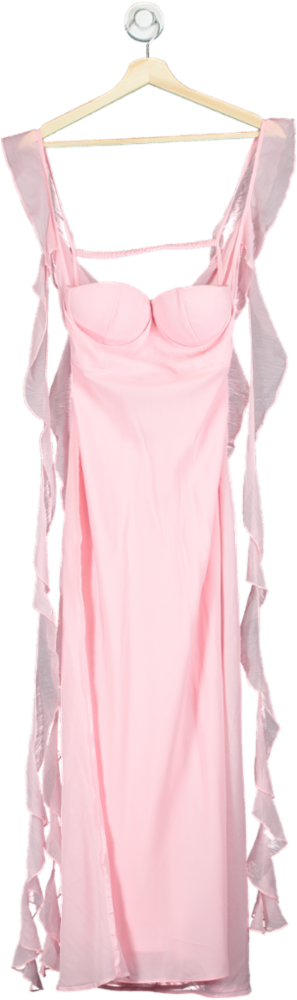 ASOS Design Pink Ruffled Slip Dress UK 8