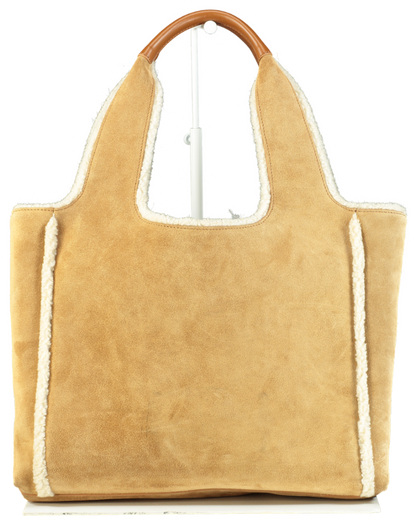 Hogan Tan H-bag suede tote bag