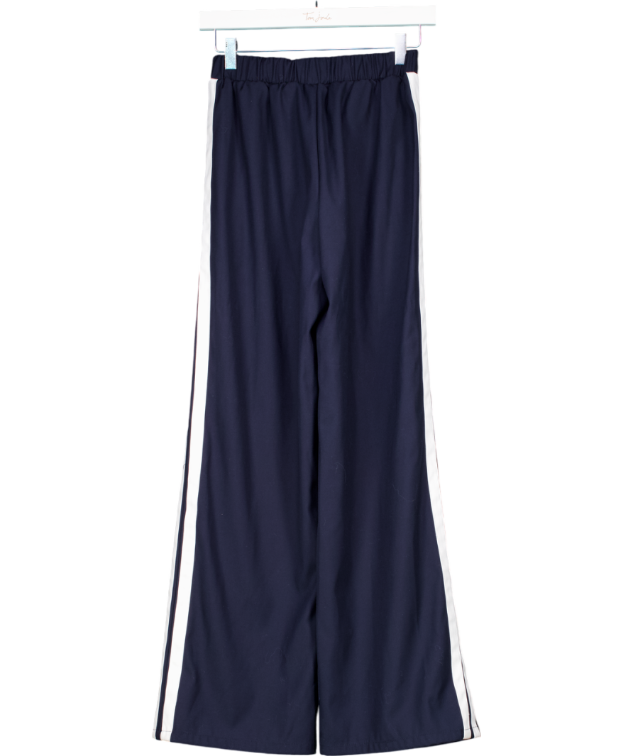 4th & Reckless Blue Navy Side Stripe Wide Leg Trouser UK 8