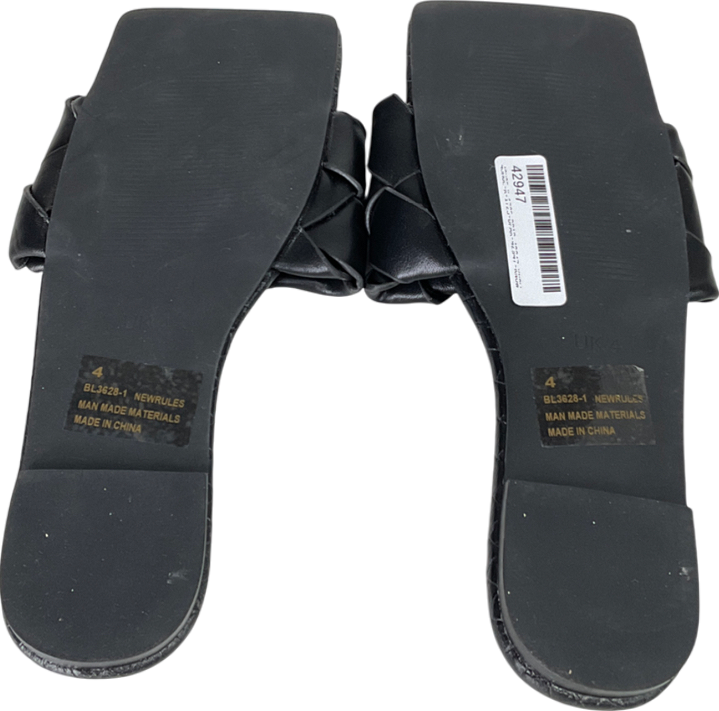 Ego Black Woven Square Toe Sandals UK 4 EU 37 👠