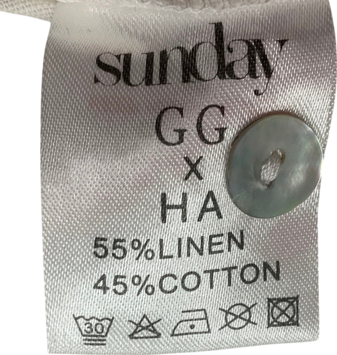 Sunday White Linen Long Sleeve Top & Short Set UK S