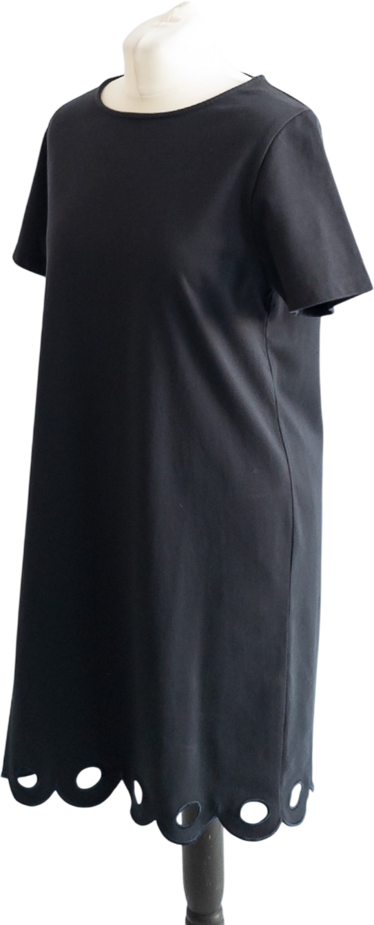 Chinti And Parker Dark Navy Blue Organic Cotton Scalloped Hem Detail T-shirt Dress UK S