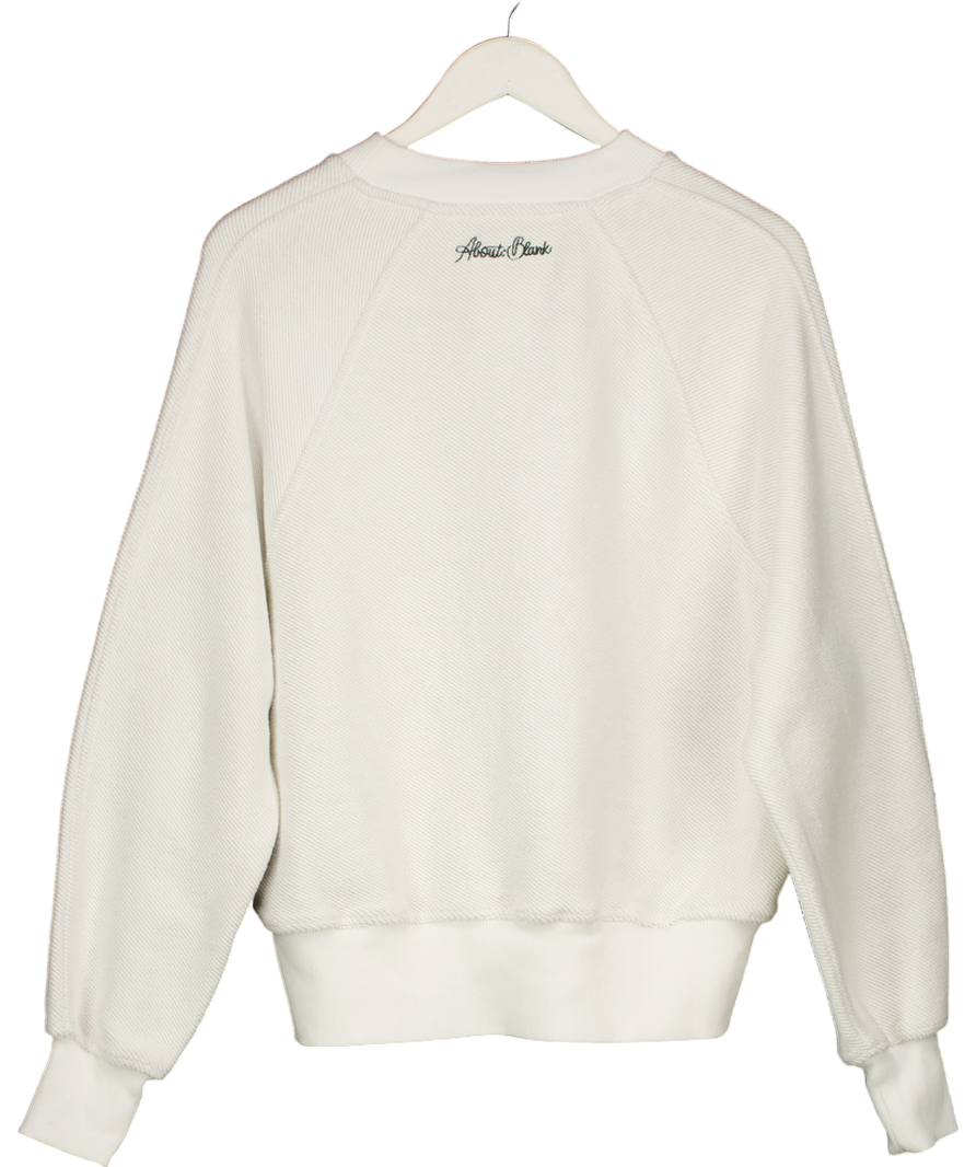 ABOUT:BLANK White Textured Embroidered Logo Sweatshirt UK XS