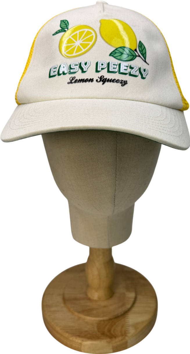 H&M Cream Lemon Print Baseball Cap One Size