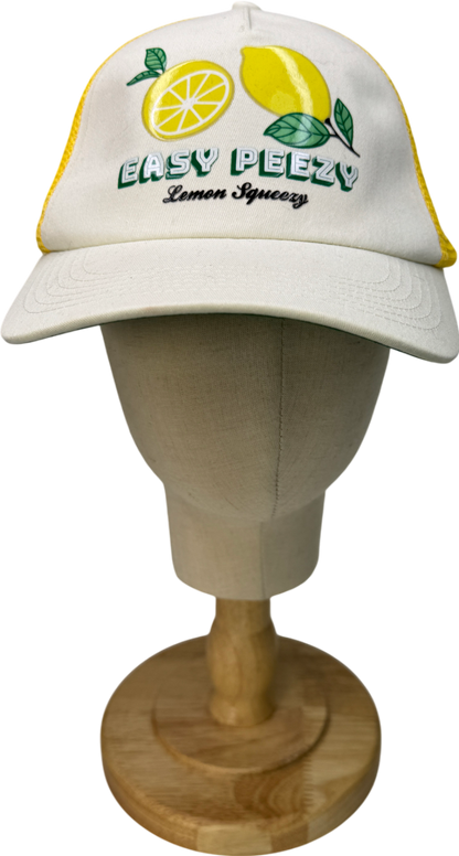 H&M Cream Lemon Print Baseball Cap One Size