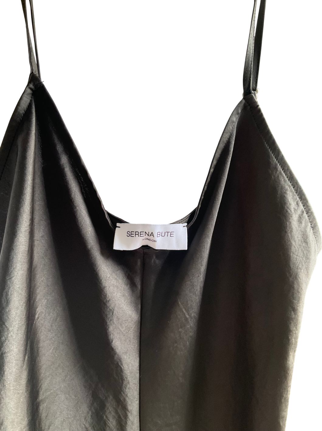 Serena Bute Grey Satin Maxi  Slip Dress Charcoal UK 8