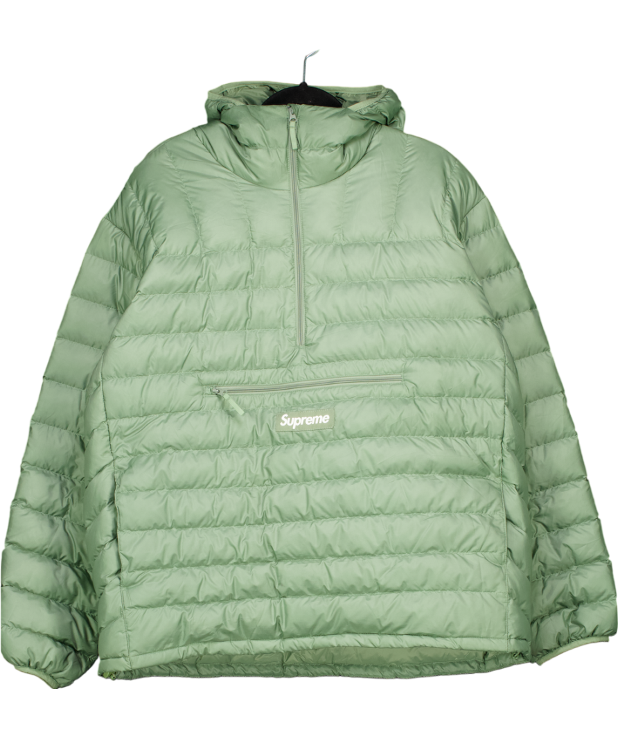 Supreme Green Micro Down Half Zip Hooded Pullover UK XL