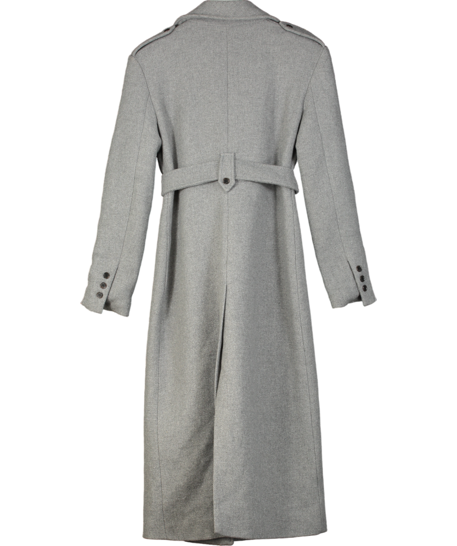 Karen Millen Grey Wool Blend Belted Longline Coat UK 6